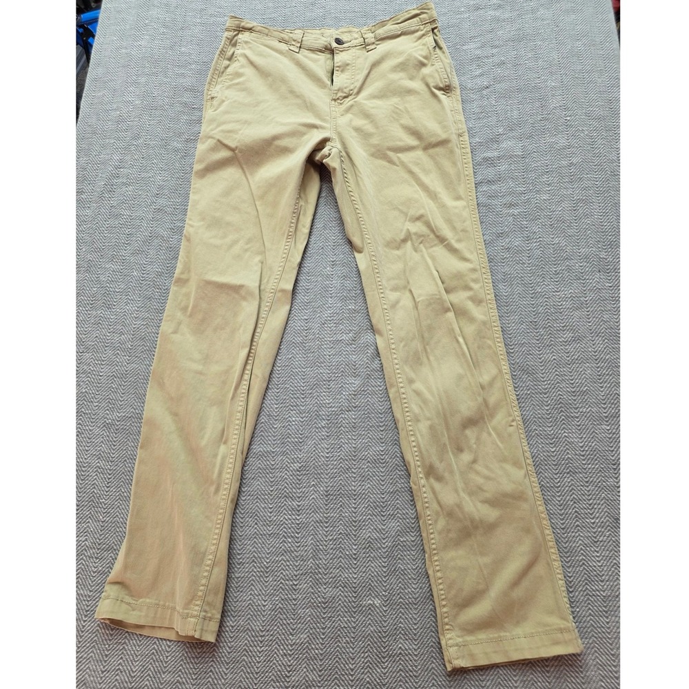 George Mens Slim Straight Chino Pants 30x32 Sand Khaki Flat Front GM08467